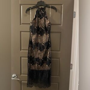 Elegant Black and nude Lace Dress